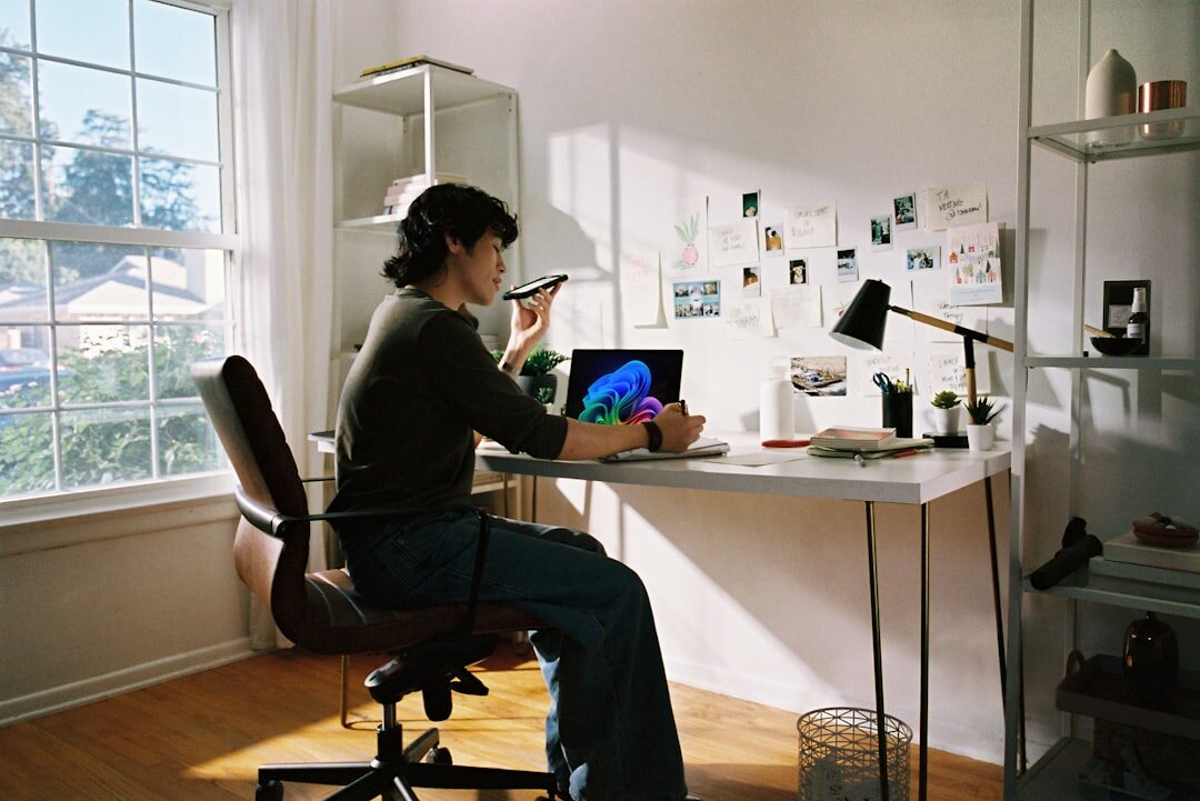 mystery writer at desk