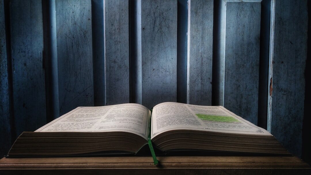 mystery novel on wooden table