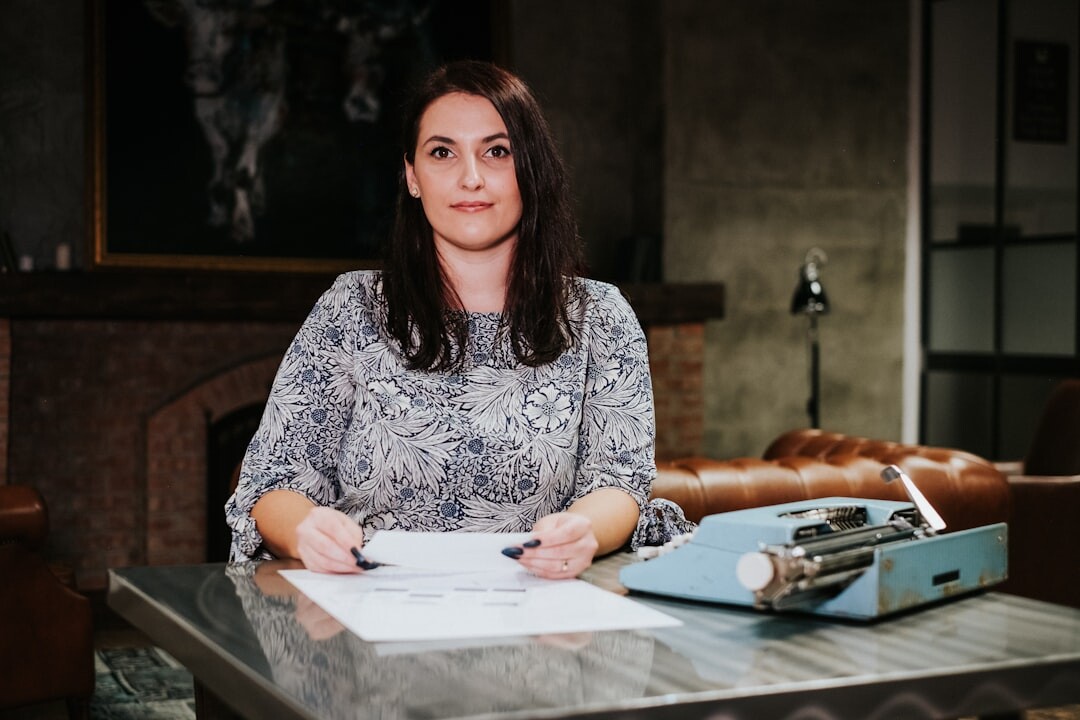mystery writer at desk